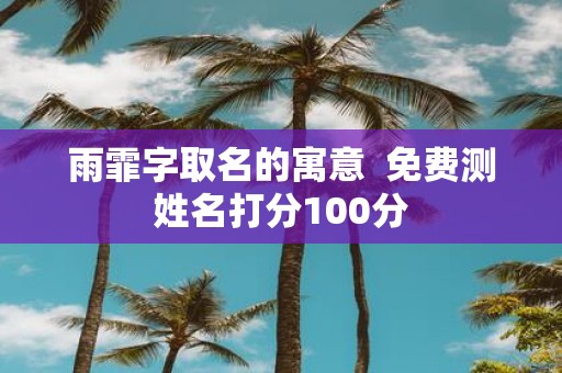 雨霏字取名的寓意 免费测姓名打分100分