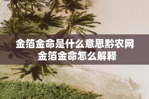 金箔金命是什么意思黔农网 金箔金命怎么解释