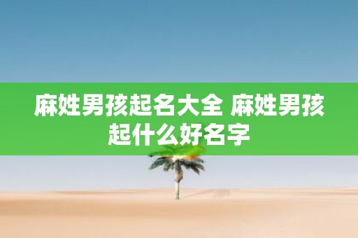 麻姓男孩起名大全 麻姓男孩起什么好名字