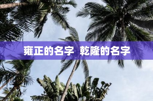 雍正的名字 乾隆的名字