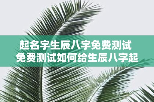 起名字生辰八字免费测试 免费测试如何给生辰八字起名