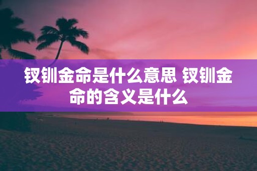 钗钏金命是什么意思 钗钏金命的含义是什么