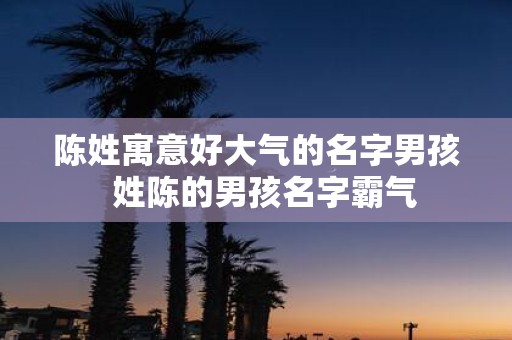 陈姓寓意好大气的名字男孩 姓陈的男孩名字霸气