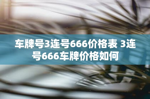 车牌号3连号666价格表 3连号666车牌价格如何