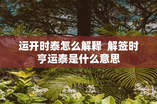 运开时泰怎么解释 解签时亨运泰是什么意思