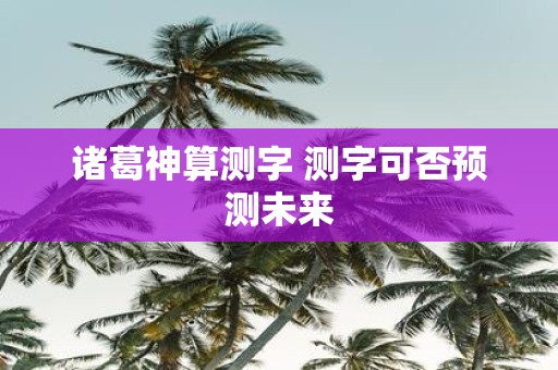 诸葛神算测字 测字可否预测未来