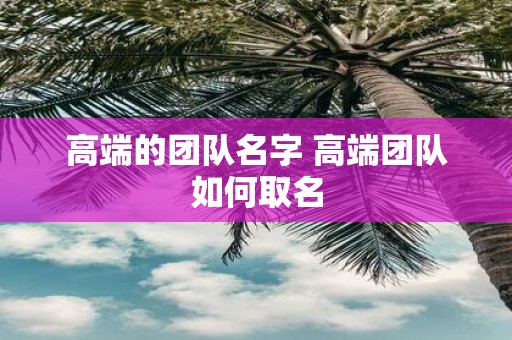 高端的团队名字 高端团队如何取名