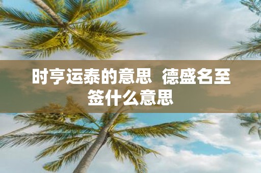 时亨运泰的意思 德盛名至签什么意思