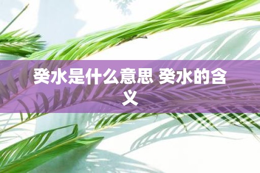癸水是什么意思 癸水的含义