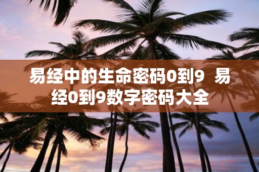 易经中的生命密码0到9 易经0到9数字密码大全