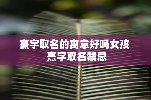 熹字取名的寓意好吗女孩 熹字取名禁忌