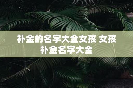补金的名字大全女孩 女孩补金名字大全