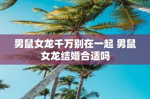 男鼠女龙千万别在一起 男鼠女龙结婚合适吗