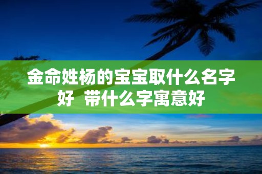 金命姓杨的宝宝取什么名字好 带什么字寓意好