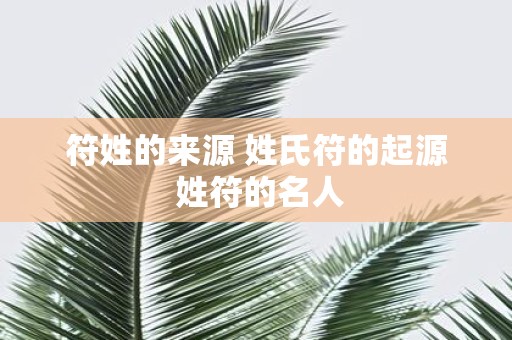 符姓的来源 姓氏符的起源 姓符的名人