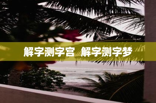 解字测字宫 解字测字梦