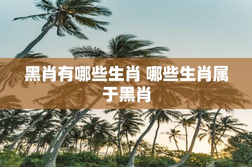 黑肖有哪些生肖 哪些生肖属于黑肖