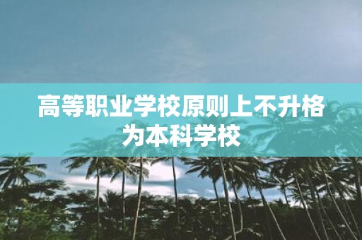 高等职业学校原则上不升格为本科学校