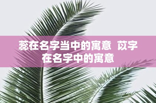 蕊在名字当中的寓意 苡字在名字中的寓意