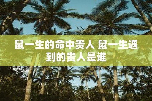鼠一生的命中贵人 鼠一生遇到的贵人是谁