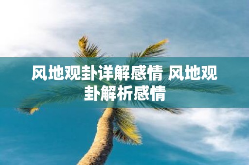 风地观卦详解感情 风地观卦解析感情