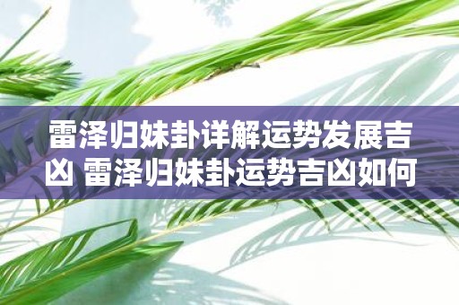 雷泽归妹卦详解运势发展吉凶 雷泽归妹卦运势吉凶如何