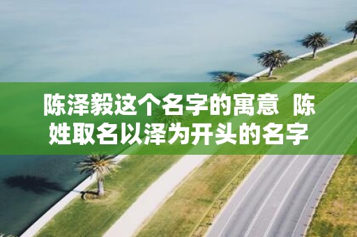陈泽毅这个名字的寓意 陈姓取名以泽为开头的名字