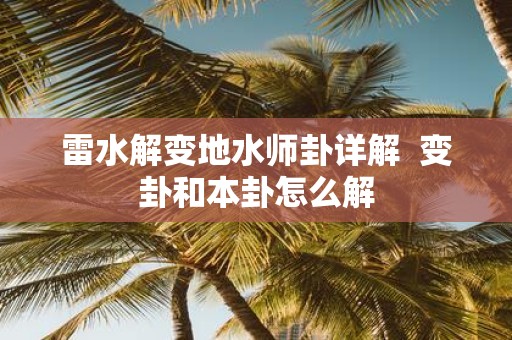 雷水解变地水师卦详解 变卦和本卦怎么解