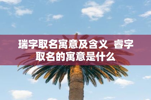 瑞字取名寓意及含义 睿字取名的寓意是什么