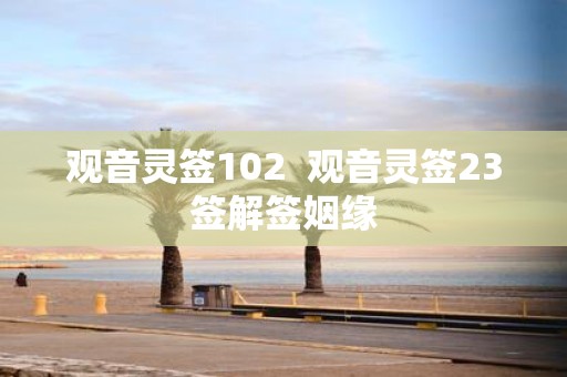 观音灵签102 观音灵签23签解签姻缘