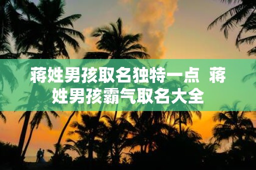 蒋姓男孩取名独特一点 蒋姓男孩霸气取名大全