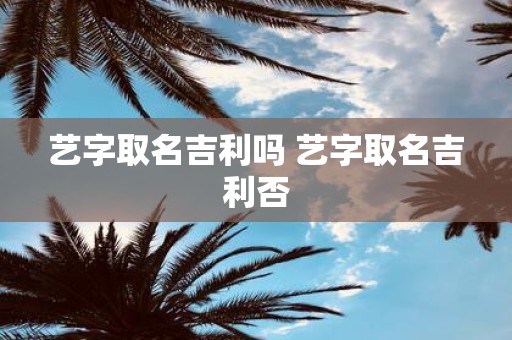 艺字取名吉利吗 艺字取名吉利否