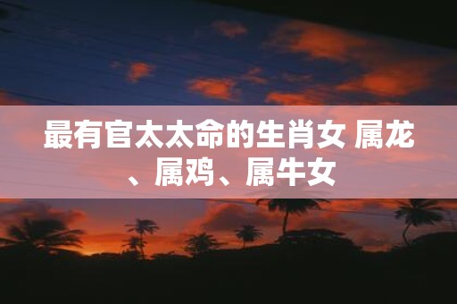 最有官太太命的生肖女 属龙、属鸡、属牛女