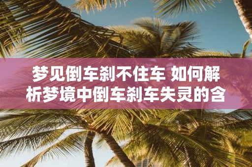 梦见倒车刹不住车 如何解析梦境中倒车刹车失灵的含义