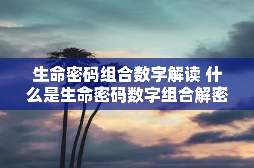 生命密码组合数字解读 什么是生命密码数字组合解密