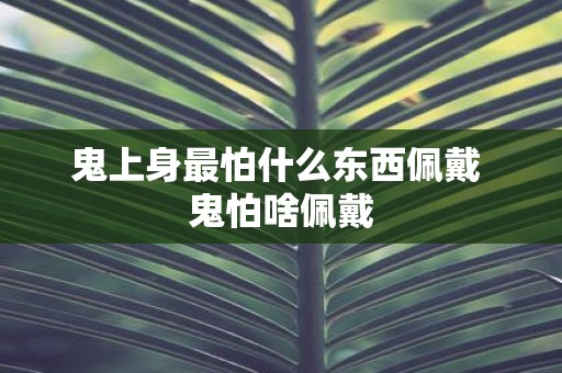 鬼上身最怕什么东西佩戴 鬼怕啥佩戴