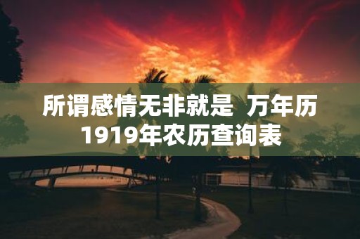 所谓感情无非就是 万年历1919年农历查询表