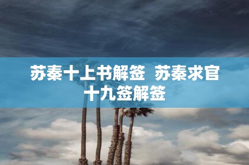 苏秦十上书解签 苏秦求官十九签解签