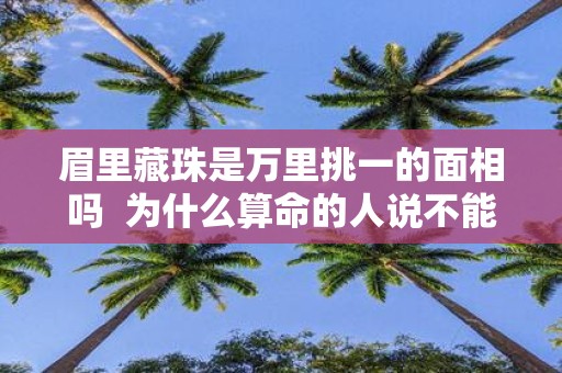眉里藏珠是万里挑一的面相吗 为什么算命的人说不能碰眉毛