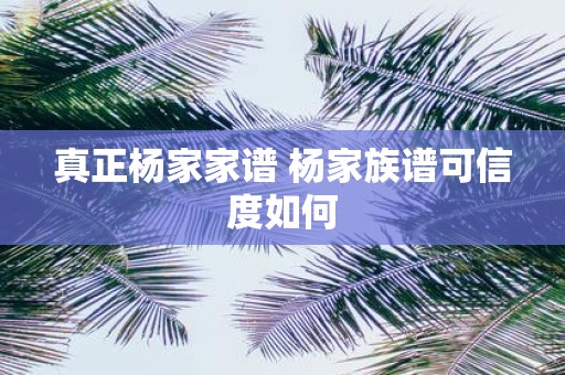真正杨家家谱 杨家族谱可信度如何