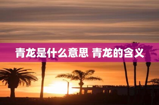 青龙是什么意思 青龙的含义