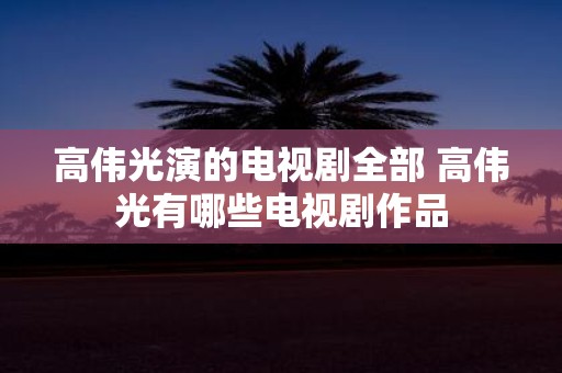 高伟光演的电视剧全部 高伟光有哪些电视剧作品
