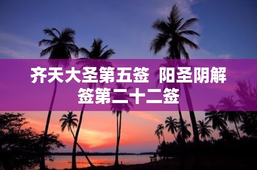 齐天大圣第五签 阳圣阴解签第二十二签