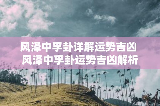 风泽中孚卦详解运势吉凶 风泽中孚卦运势吉凶解析