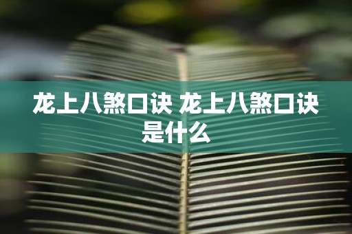 龙上八煞口诀 龙上八煞口诀是什么