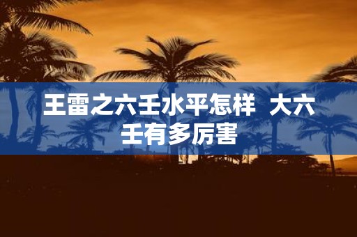 王雷之六壬水平怎样 大六壬有多厉害