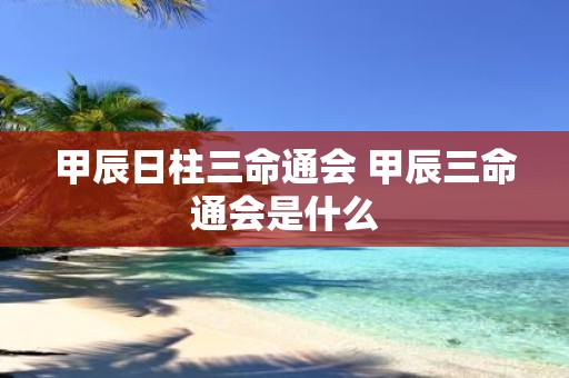 甲辰日柱三命通会 甲辰三命通会是什么