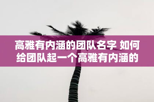 高雅有内涵的团队名字 如何给团队起一个高雅有内涵的名字