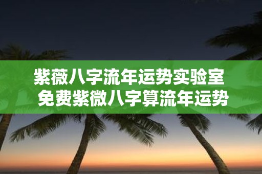 紫薇八字流年运势实验室 免费紫微八字算流年运势