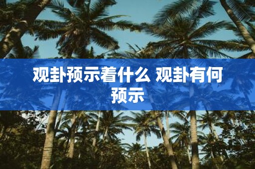观卦预示着什么 观卦有何预示